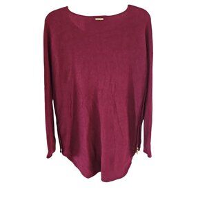 Michael Kors Womens Small Plum Sweater Long Sleeve Knit Zipper